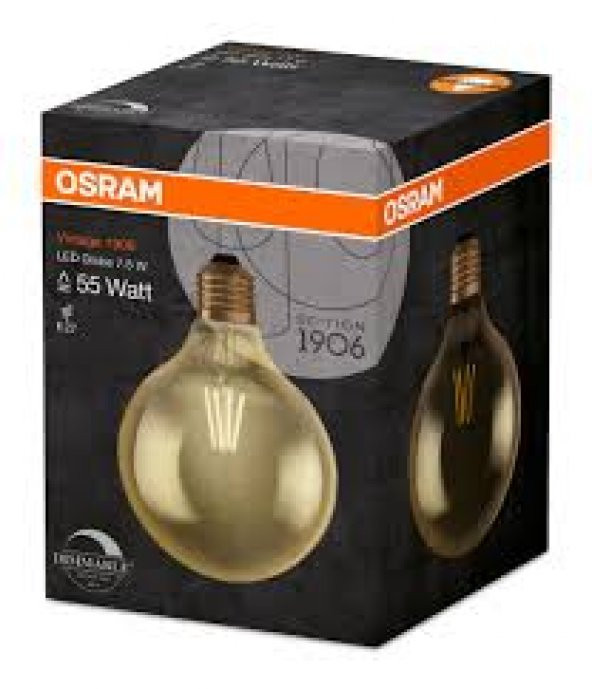 Osram Vintage 1906 Led Ampul Rustik Filament Glop Tip 7,5W/55 Watt