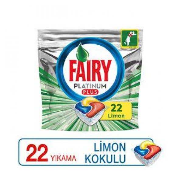 Fairy Platinum Plus 22 Yıkama Bulaşık Makinesi Deterjanı Kapsülü Limon Kokulu