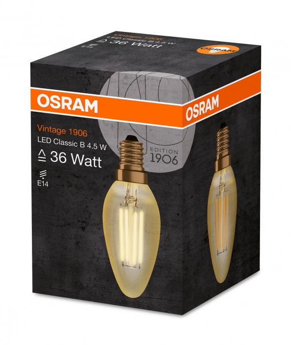 OSRAM Vintage 1906 LED CLASSIC A GOLD 36WATT non-dim 4.5W/825 E14 İnce Duy