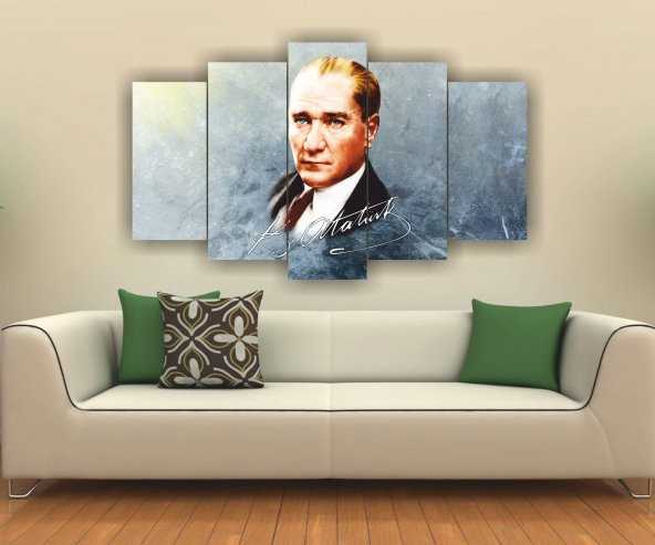 Atatürk Temalı 5 Parçalı Mdf Tablo