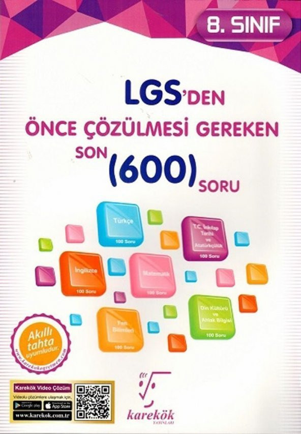 Karekök Yayınları 8. Sınıf LGS den Önce Çözülmesi Gereken Son 600 Soru