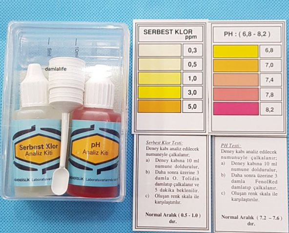 Su Test Analiz Sıvısı Ph Analiz Kiti ve Serbest Klor Test Kiti - 2