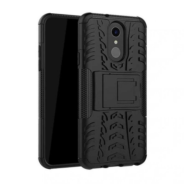 Edelfalke LG Q7 Kılıf Hibrit Silikon Kapak Siyah