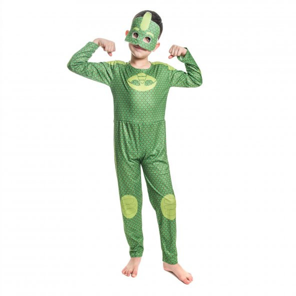 Yeşil Pj Masks Kostüm - Yeşil Pijamaskeliler Kostümü-Pjamasks Kostüm  -ORJİNA - 3