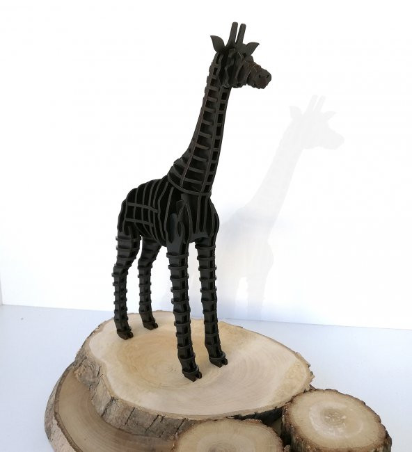 3D Zürafa, 3 Boyutlu Ahşap Puzzle, Dekorasyon, Ahşap Oyuncak,Dekorasyon Ürünü