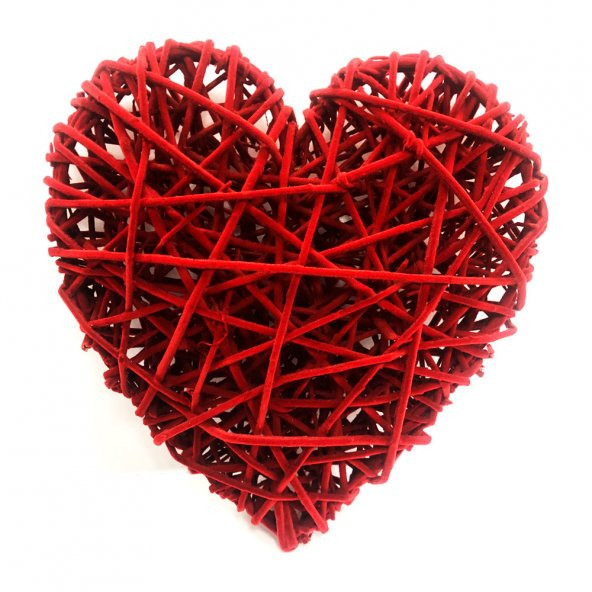 Sevgililer Gününe Özel Dekoratif Hasır Kalp Süs Kırmızı