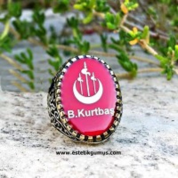 925 Ayar Gümüş Kişiye Özel Alperen Ocakları Yüzük - 1