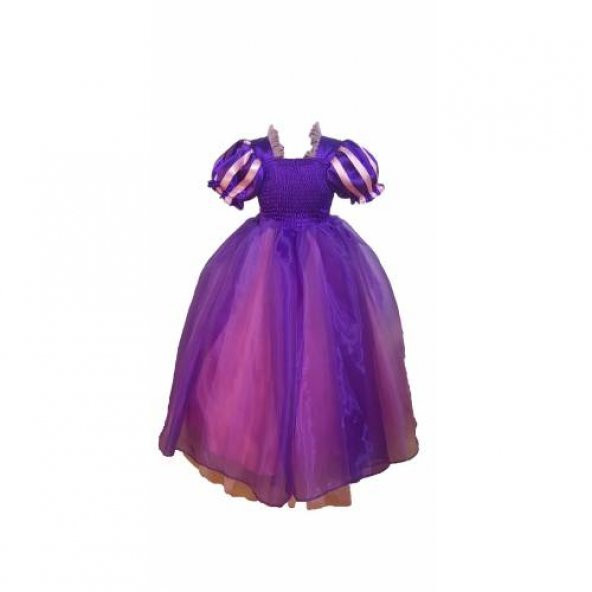 Rapunzel Kostüm - Taçlı Rapunzel Kostümü - Pelerinli Taclı Rapunz - 3