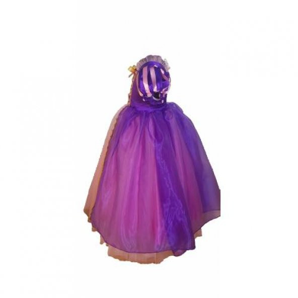 Rapunzel Kostüm - Taçlı Rapunzel Kostümü - Pelerinli Taclı Rapunz - 5