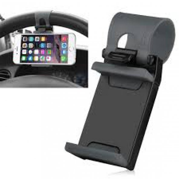 Araç Oto İçi Kelepçeli Direksiyon Arası Telefon Tutucu Siyah