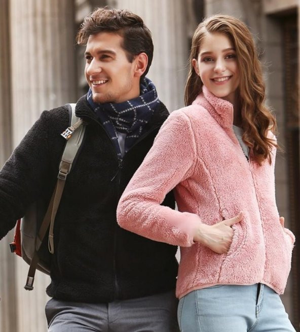 Kadın Lacivert Hırka Sweatshirt, Bayan Peluşlu Polar Sweat - 5