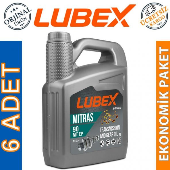 Lubex Mitras MT EP 90 3 Lt Şanzıman Asansör Dişli Yağı (6 Adet)