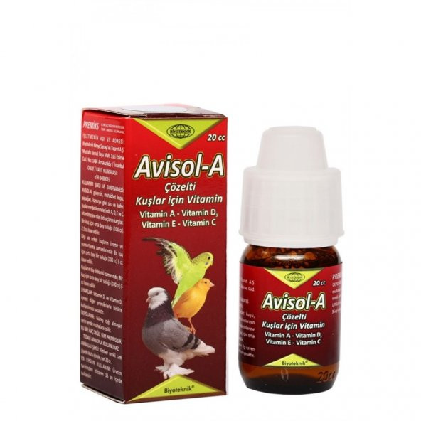Biyoteknik Avisol-A 20 cc Kuşlar için Vitamin Çözeltisi