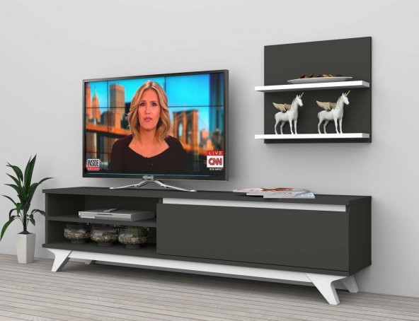 Dekoramis KARTEL Tv Ünitesi 160cm Antrasit-Beyaz