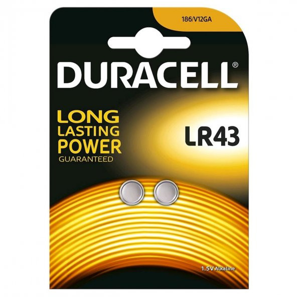 Duracell LR43 186/V12GA 1.5V Alkalin Düğme Pil 2li