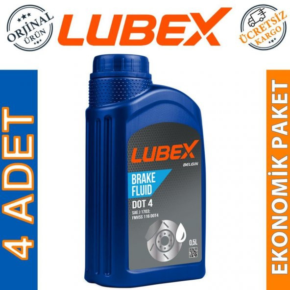 Lubex Brake Fluid DOT 4 Fren Hidrolik Yağı 500 Ml (4 Adet)