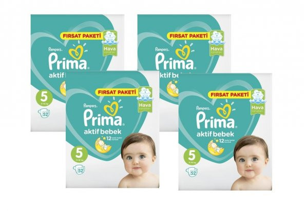 Prima Bebek Bezi Aktif 5 Beden Junior Fırsat Paketi 208 Adet