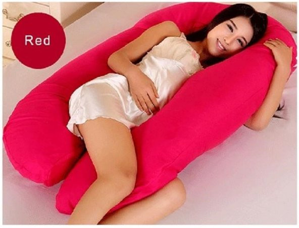 Ortopedik 5 Farklı Bölge Destekli Hamile Yastığı Kırmızı