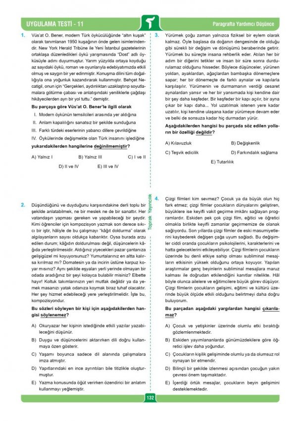 Toprak Paragraf Soru Bankası - 2