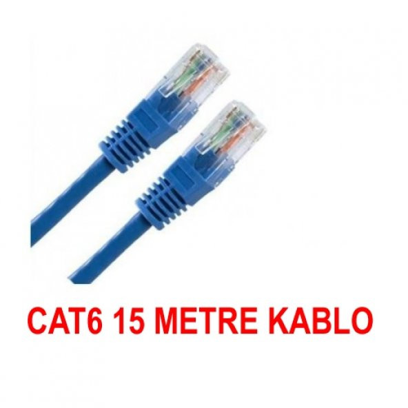 15 Metre Cat6 internet Ethernet Kablosu KABLO Fabrikasyon Rj45 BS