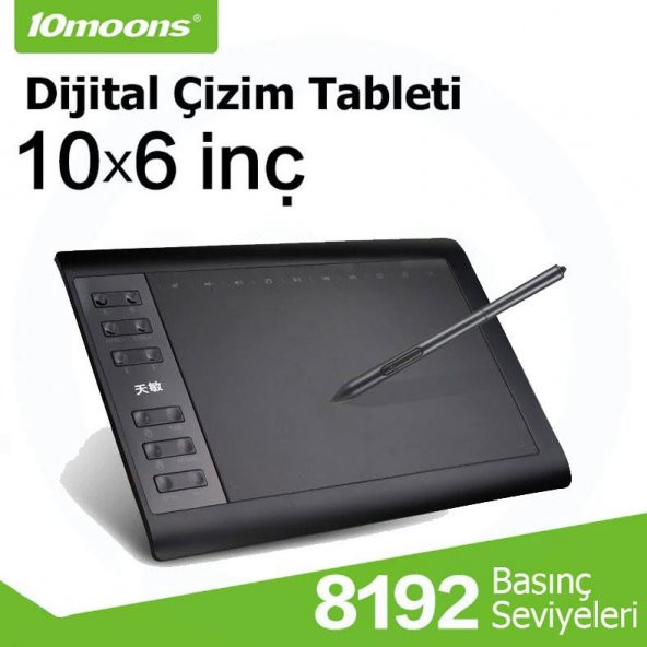 10moons 1060 Plus 10*6 İnç Profesyonel Dijital Çizim Tableti-Şarj