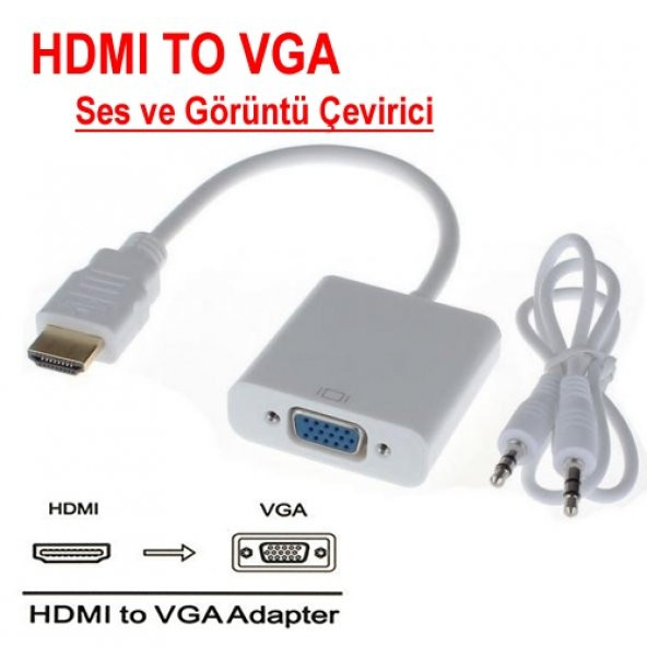 Hdmi to Vga Kablo Çevirici Dönüştürücü Ses Destekli HDMI BST-2003