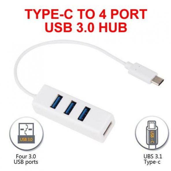 USB 3.1 TYPE-C ÇOKLAYICI 4 PORT USB 3.0 HUB ADAPTÖR ÇEVİRİCİ DÖNÜ