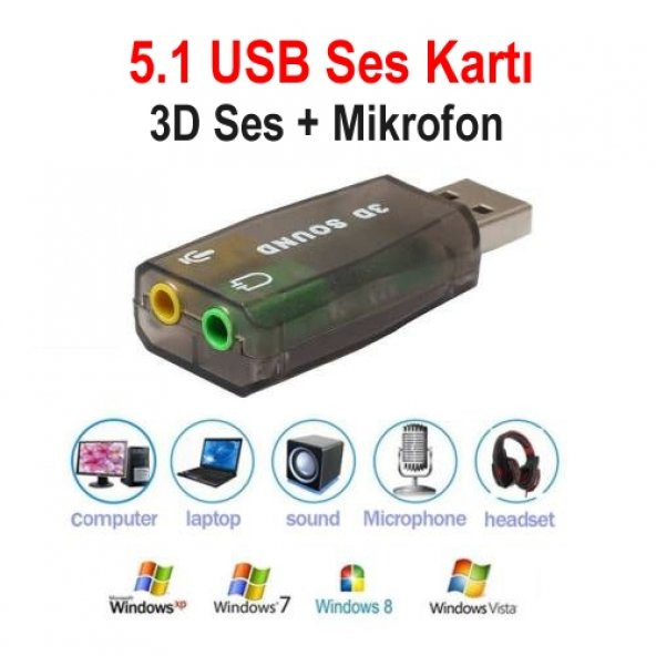 5.1 USB SES KARTI 3D SOUND USB HARİCİ SES KARTI