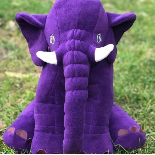 Büyük Uyku Arkadaşı Peluş Fil Pelüş Uyku Fili 60 Cm Mor Fil