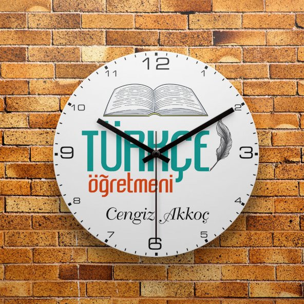 FMC1405 Türkçe Öğretmenine Hediye MDF AHŞAP Duvar Saati 39cm