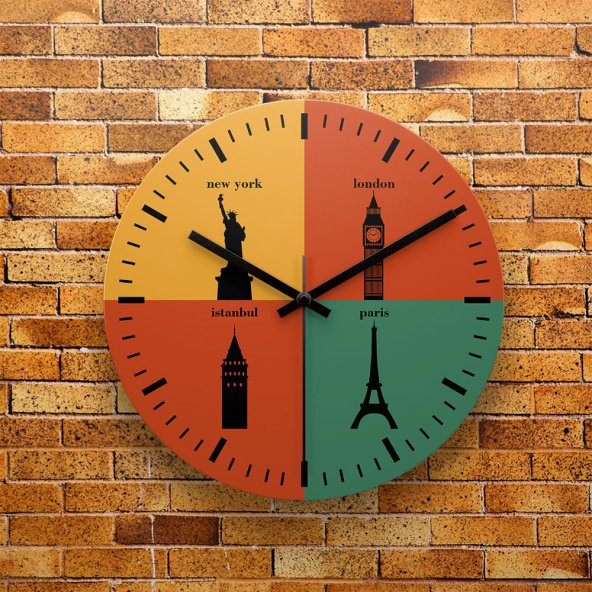 FMC1177 Tasarımlı MDF AHŞAP Duvar Saati 39cm