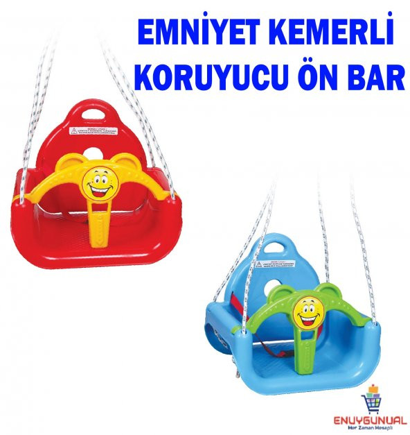 Kette Çocuk Salıncağı Koruyucu Ön Barlı İpli Salıncak Emniyet Kemerli Çocuk Salıncağı Bahçe Salınçağı