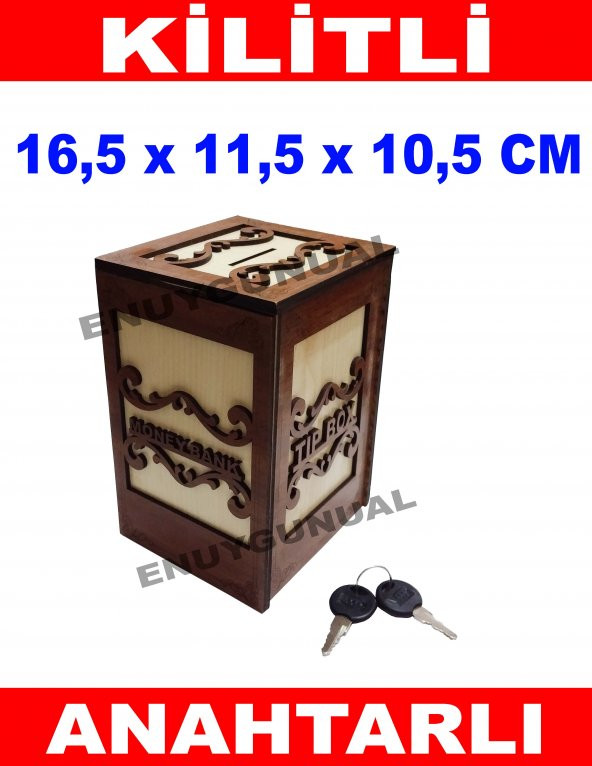 AHŞAP KİLİTLİ TİPBOX DEKORATİF AHŞAP KUMBARA SADAKA KUTUSU