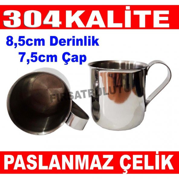 1 ADET PASLANMAZ ÇELİK KULPLU BARDAK SU BARDAĞI 304 KALİTE