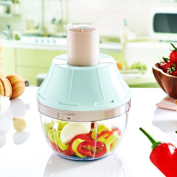 Basmalı Pratik El Rondosu 700 ml 3 Bıçaklı Rondo Bas Kes Doğrayıcı