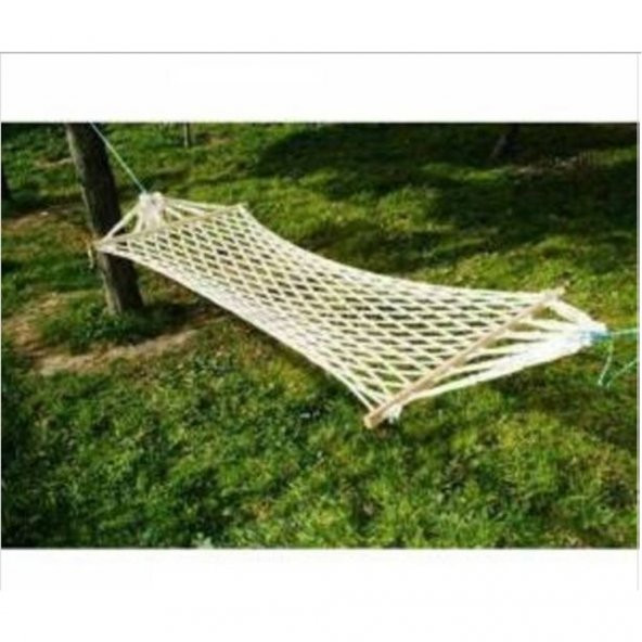 Tek Kişilik Çift Makrome Örgülü Pamuk Hamak Salıncak 95x220 Cm BAĞLAMA İPLİ - 2