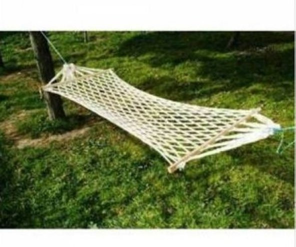 Tek Kişilik Çift Makrome Örgülü Pamuk Hamak Salıncak 95x220 Cm BAĞLAMA İPLİ - 3