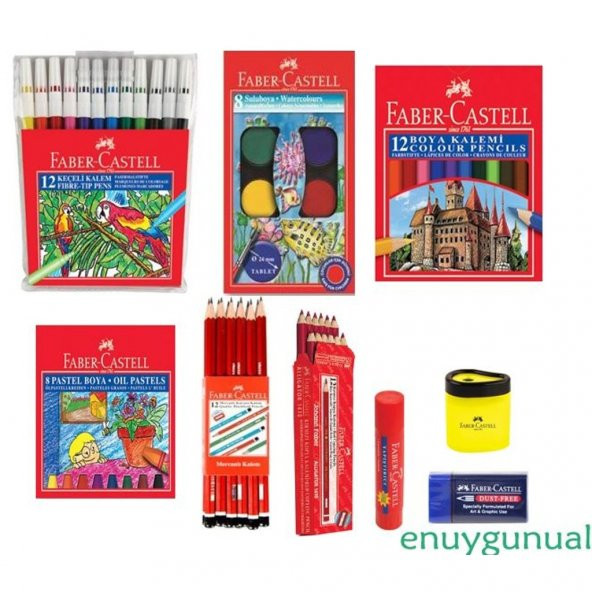 FABER CASTELL PASTEL BOYA KURU BOYA SULU BOYA KURŞUN KALEM KIRMIZI KALEM KEÇELİ KALEM