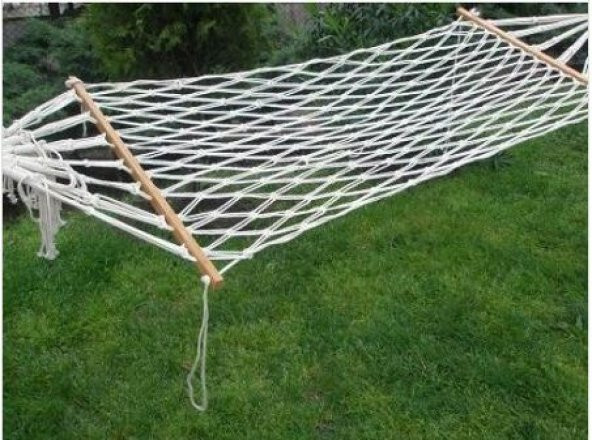 Makrome Salıncak Hamak El Örmesi Çift Katlı Tek Kişilik %100 Pamuk En 95cm Boy 2mt Taşıma Kp 150kg 5 mt Bağlama ipli - 4