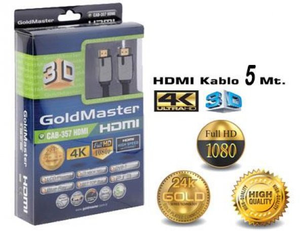 GOLDMASTER  CAB-357 HIGH SPEED 3D 2160P 5M HDMI KABLO