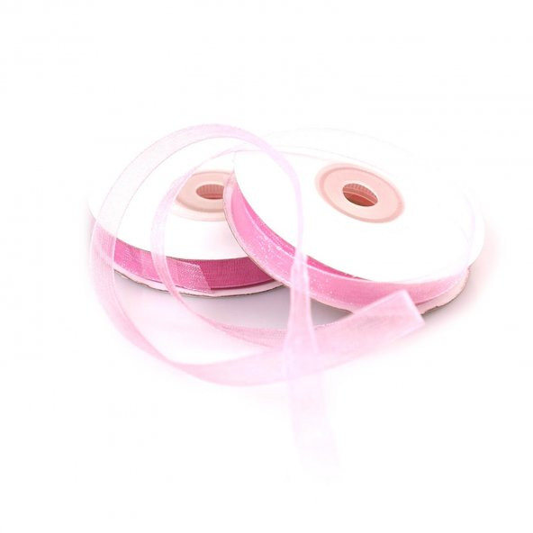 10m Toz Şeker Pembe İnce Tül Kurdele 1cm Şerit Transparan Kurdela - 1