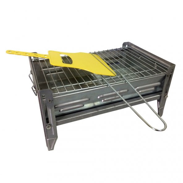 Portatif Paslanmaz Katlanır Izgara Mangal + Yelpazeli + Çantalı