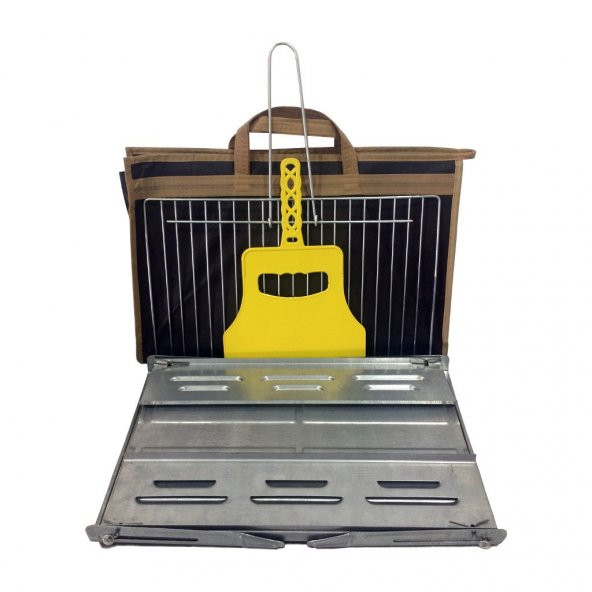 Portatif Paslanmaz Katlanır Izgara Mangal + Yelpazeli + Çantalı - 2