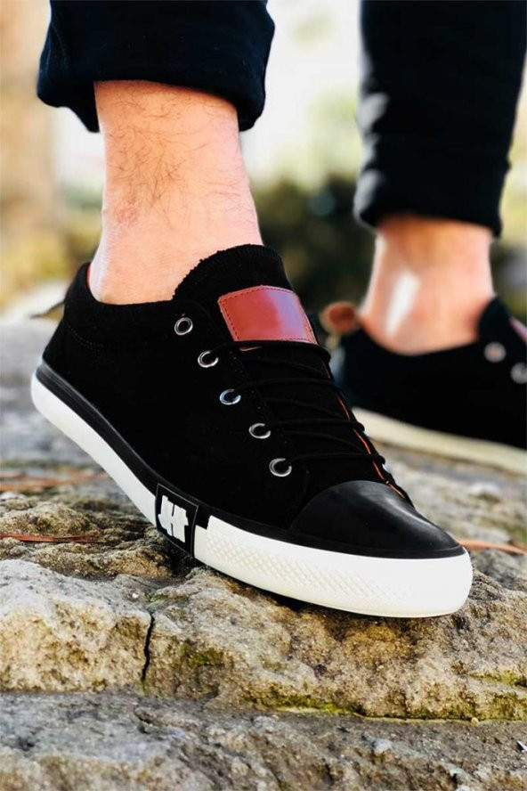 UNISEX CİFT KOMBİNİ SİYAH KETEN GÜNLÜK SPOR AYAKKABI - 3