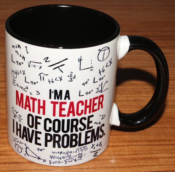 Matematik Öğretmeni baskılı içi ve kulpu renkli kupa
