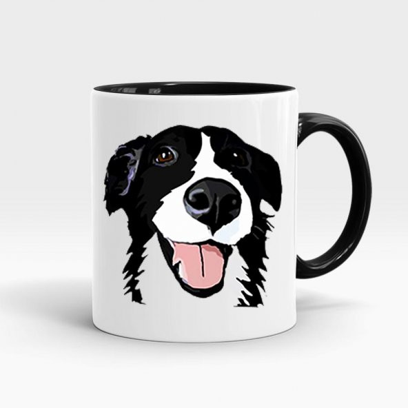 Sevimli Köpek baskılı içi ve kulpu renkli kupa