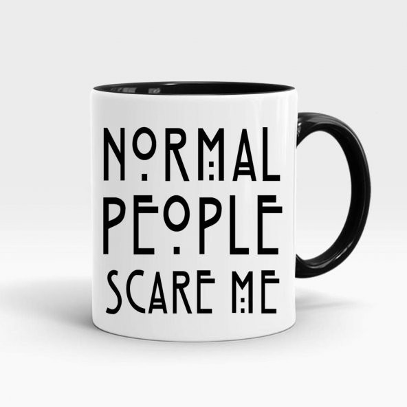 Normal people scare me baskılı içi ve kulpu renkli porselen kupa