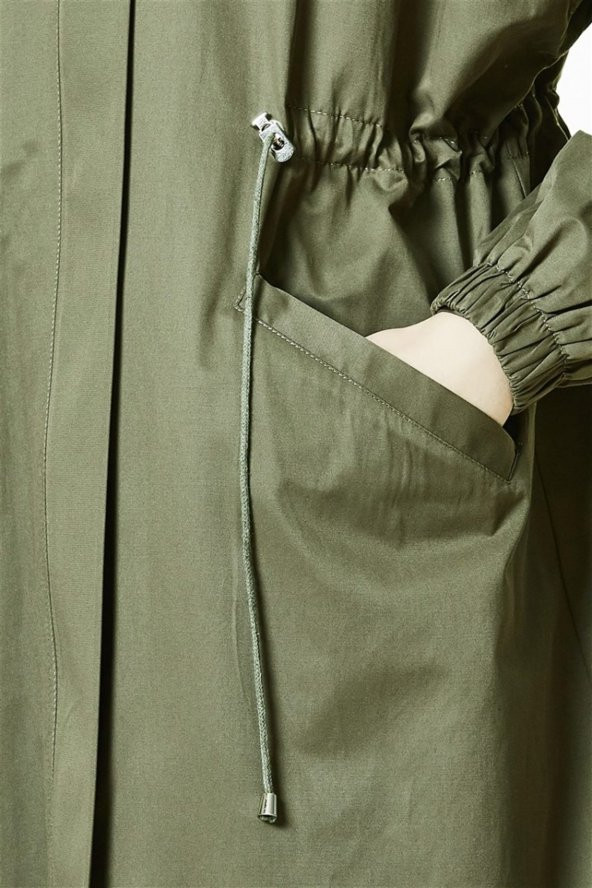 Vivezza KAPŞONLU BAĞCIKLI TRENÇ TUNİK 6795-06 HAKİ - 3