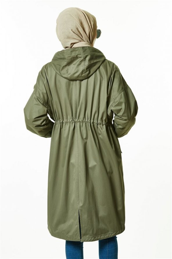 Vivezza KAPŞONLU BAĞCIKLI TRENÇ TUNİK 6795-06 HAKİ - 5