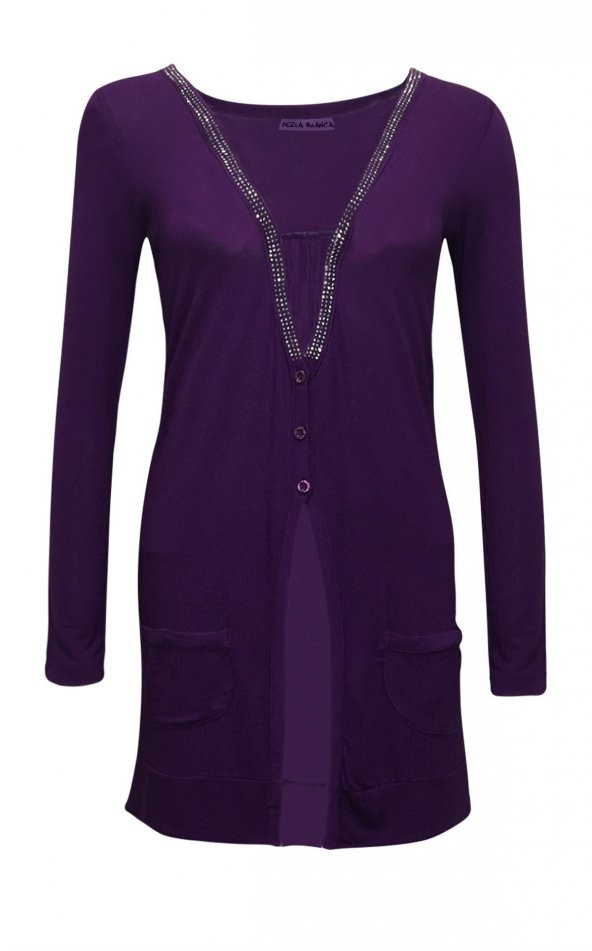 Janset Moda PB-TH5001 Bayan Mor Hırka - 2